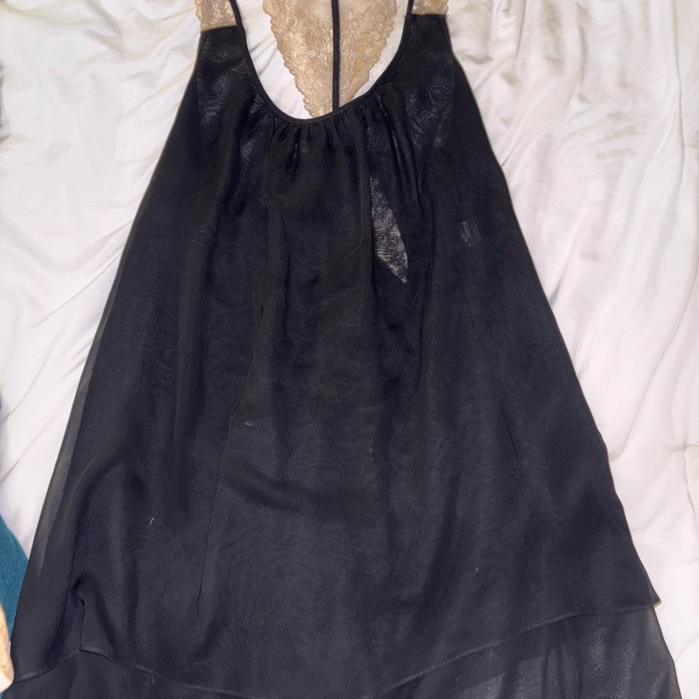 In Bloom Dress Black and Cream Lace Detail